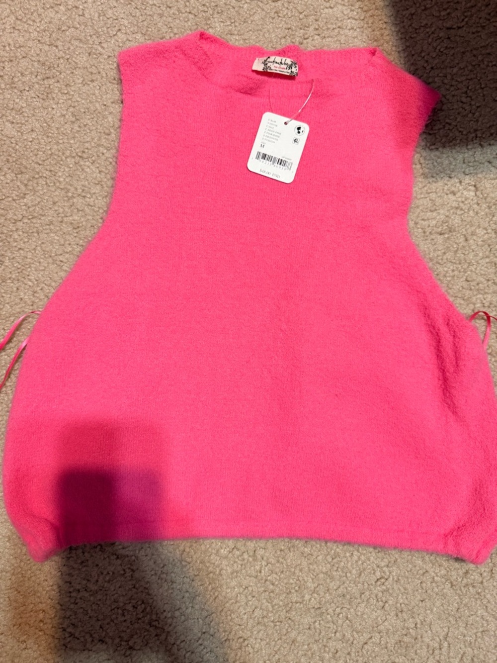 Bright Hot Pink Sleeveless cashmere top by intimately free people